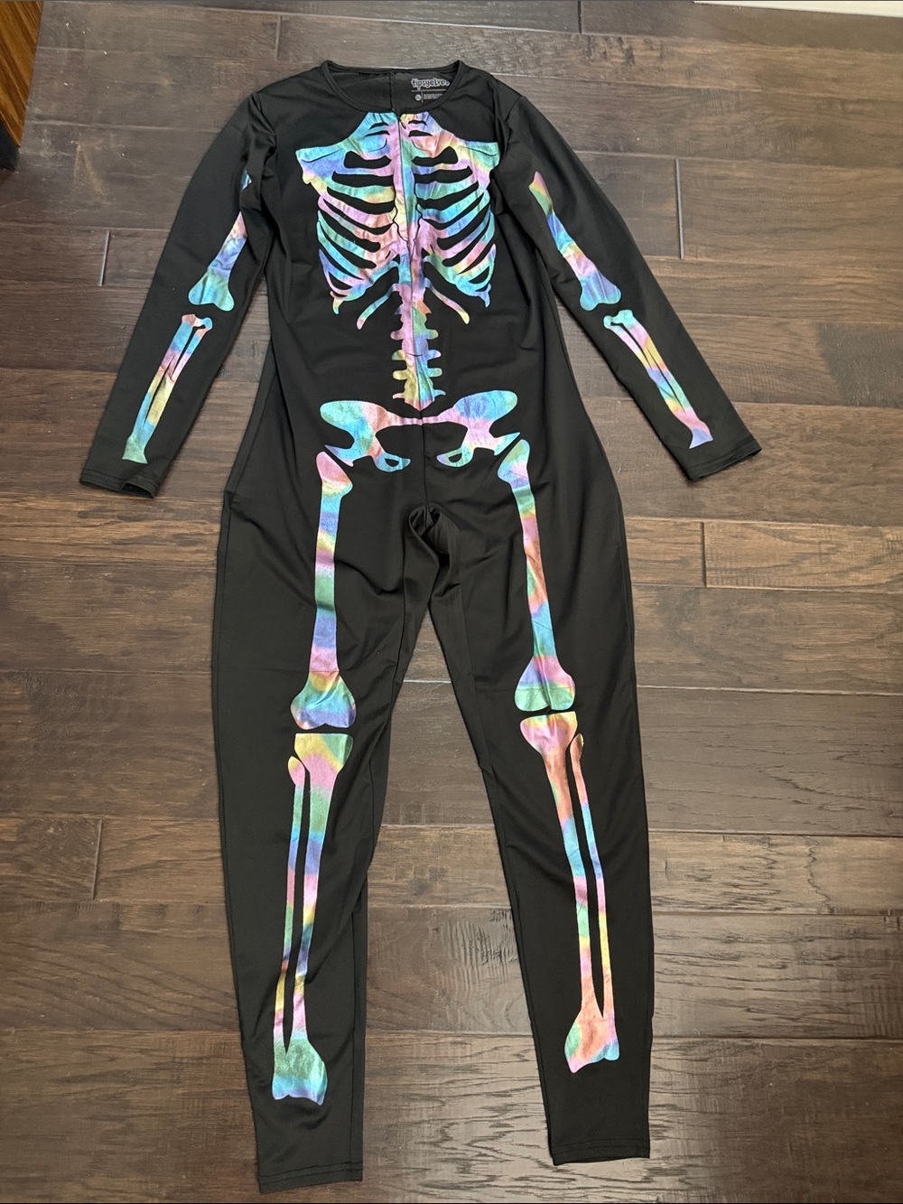 Tipsy Elves Black Jumpsuit with Rainbow Skeleton Print Costume Halloween